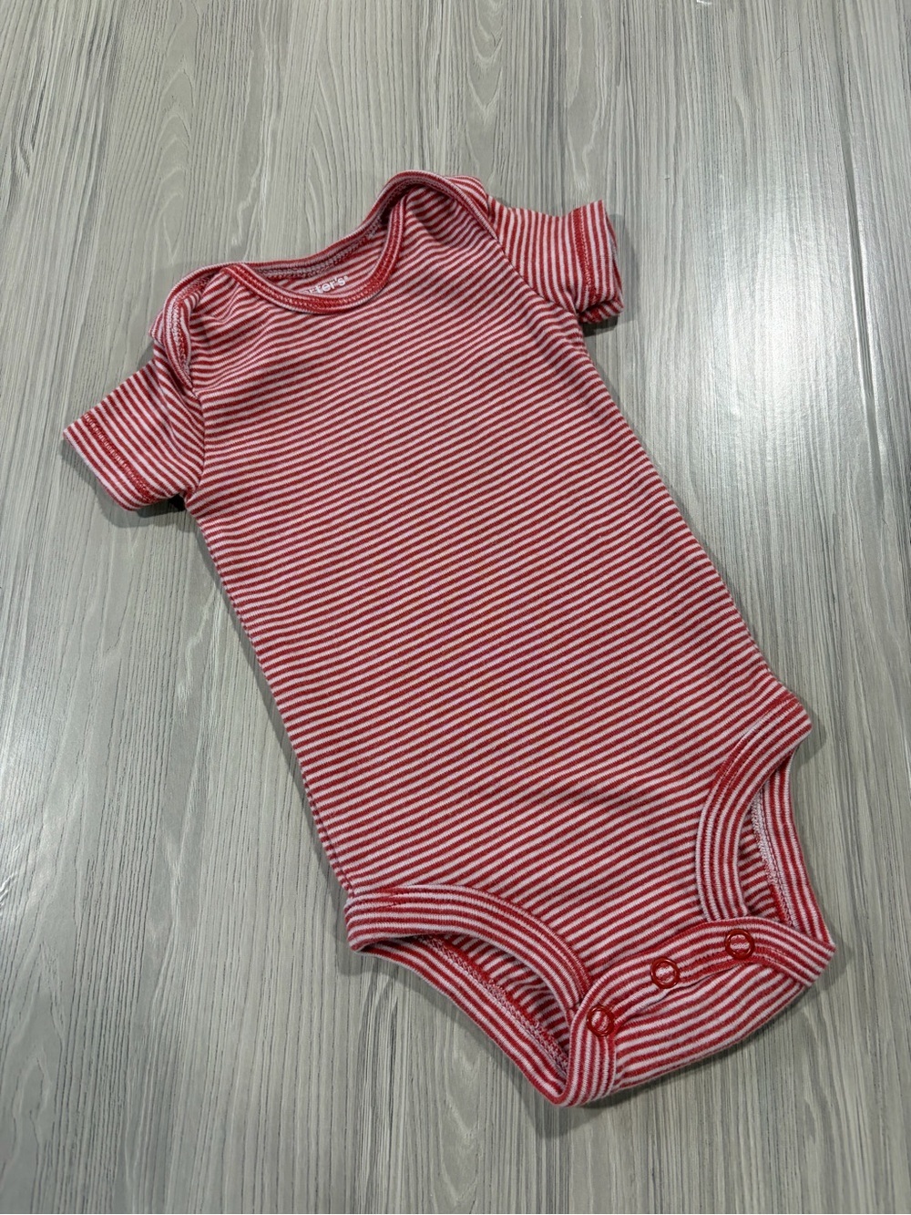 7/$20 Carter's Orange/Red and White Striped Short-Sleeve Bodysuit Snaps